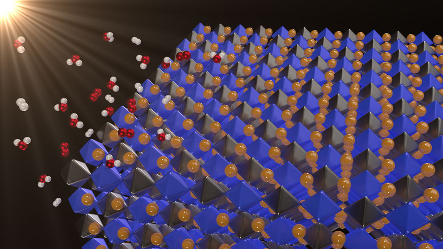 Novel, lead-free double perovskites as potential photocatalysts for solar water splitting <br/>CREDIT: Figure by George Volonakis Novel, lead-free double perovskites as potential photocatalysts for solar water splitting Credit: Figure by George Volonakis
