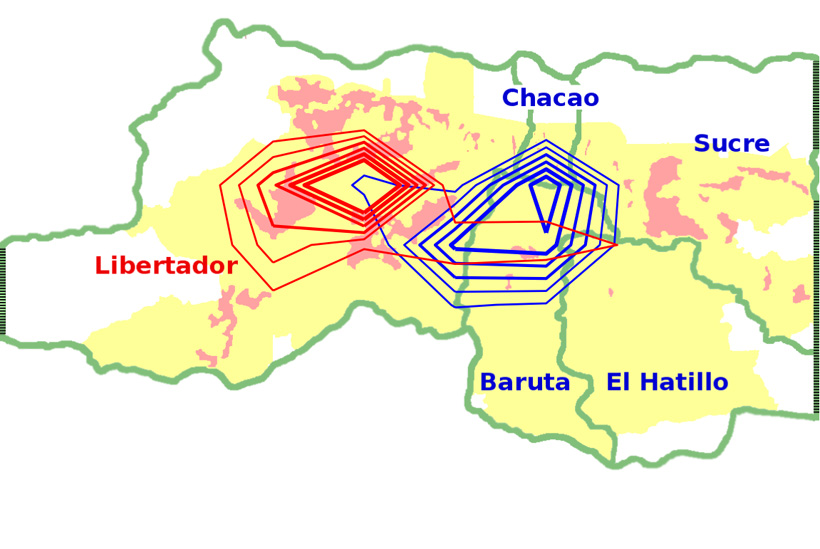 Geographical polarization in the city of Caracas