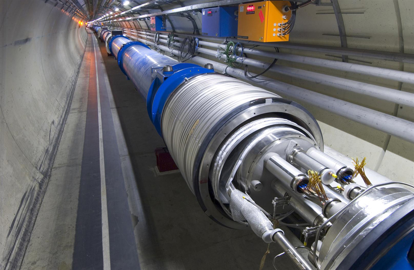 A method to correct tiny defects in the LHC’s superconducting magnets (example shown above) was crucial to the discovery of the Higgs boson, which was announced in 2012. <br/>CREDIT: CERN Two LHC magnets