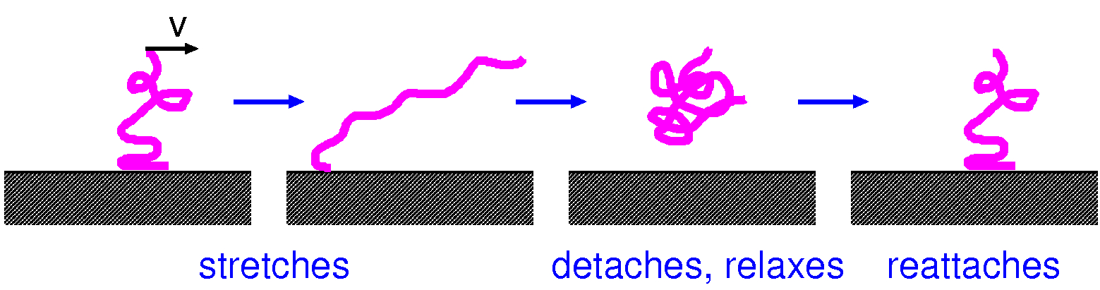 An important component of friction may originate when chains of rubber molecules repeatedly stick to the road, stretch, and then release.