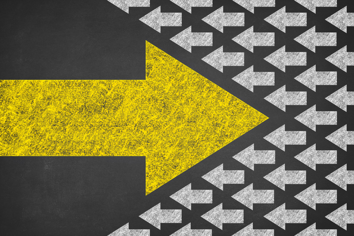 Going your own way concept on blackboard