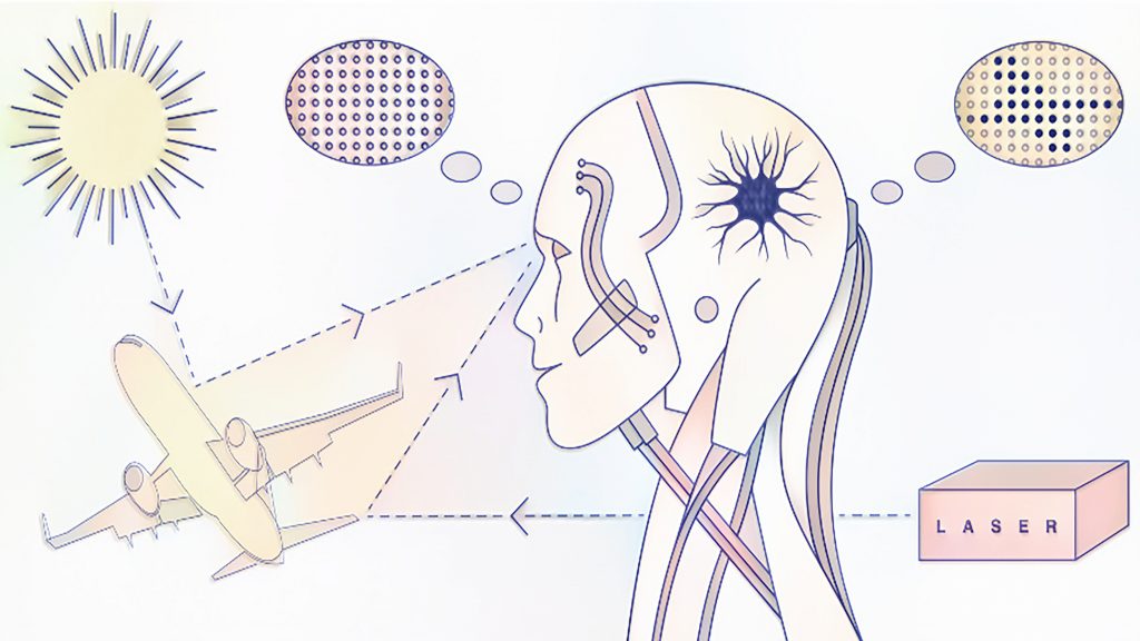 A detector (the eye) measures identical photons from natural sunlight and laser light. The fast identification of light sources is performed by an artificial neuron that is trained to efficiently extract patterns in the quantum fluctuations of photons. CREDIT: Elsa Hahne