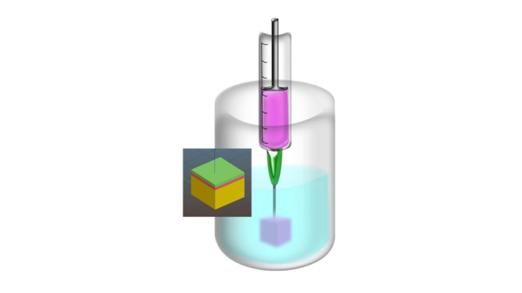 The suspended layer additive manufacturing technique uses gel to support the skin equivalent as it is printed. CREDIT: Moakes et al. 