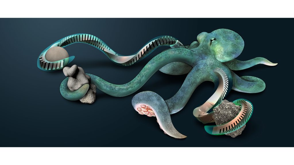 Flexible tentaclelike manipulators driven by air pressure and inspired by nature designed to grasp and manipulate a variety of soft objects CREDIT: Dong Wang