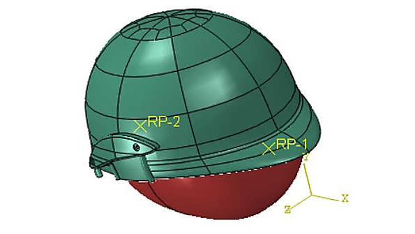 The researchers used computational simulations with precise models of helmet geometry and cranial structure to compare different helmet materials’ responses to impacts. Credit: Chenghong Long and Tao Wang